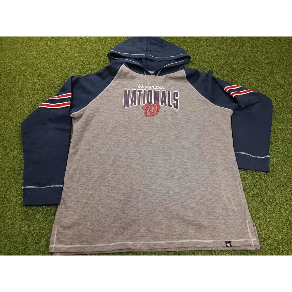 Washington Nationals Hoodie Mens XL 47' Brand Gray Cotton  Baseball‎ Rhinestone